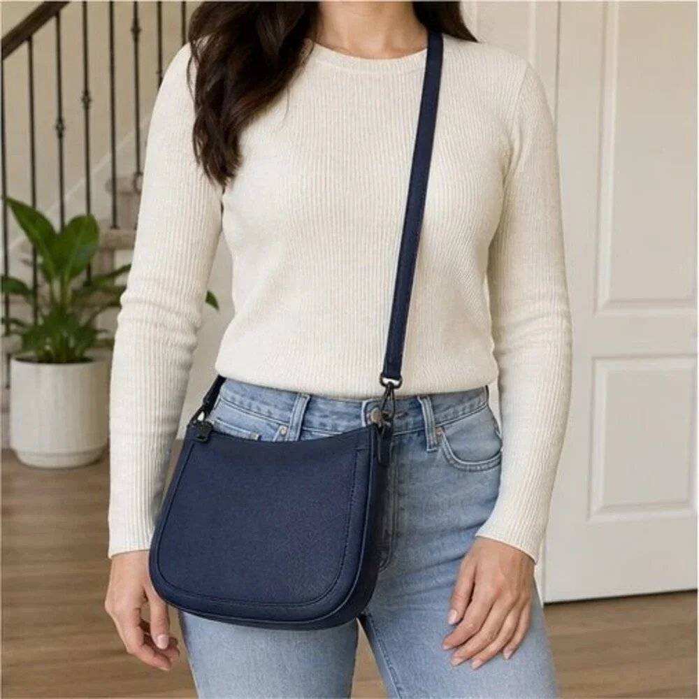 Navy Saffiano Crossbody Bag